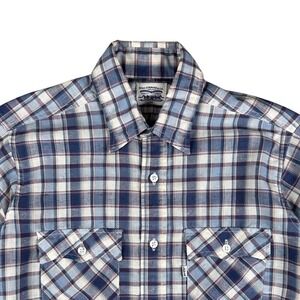 Vintage 1970s Levi's White Tab Plaid Shirt Men's Medium USA 50/50‎ Poly Cotton